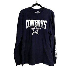 DALLAS COWBOYS AUTHENTIC MENS NAVY CREW NECK COTTON GRAPHIC T-SHIRT SIZE LARGE
